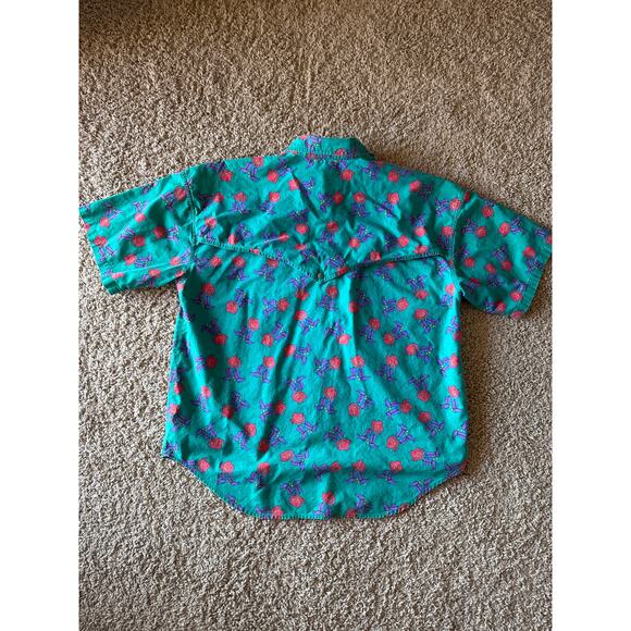 Vintage Southwest Canyon Ladies L Cowboy Hat and Boots Green Western Button Up - Picture 4 of 6